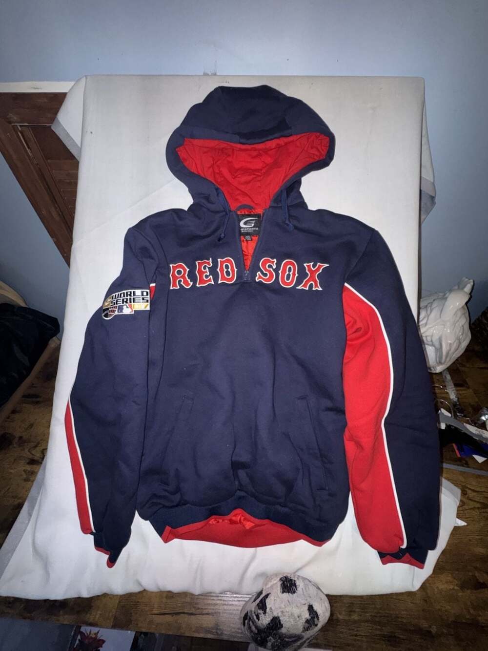 Boston Red Sox 2007 World Series Quarter Zip Heavy Winter Hoodie Jacket Size S